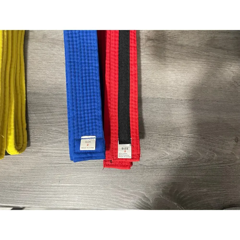 Lot of 9 Martial Arts Rank Belts Karate Taekwondo Sizes 1 & 2 Mixed Black Stripe